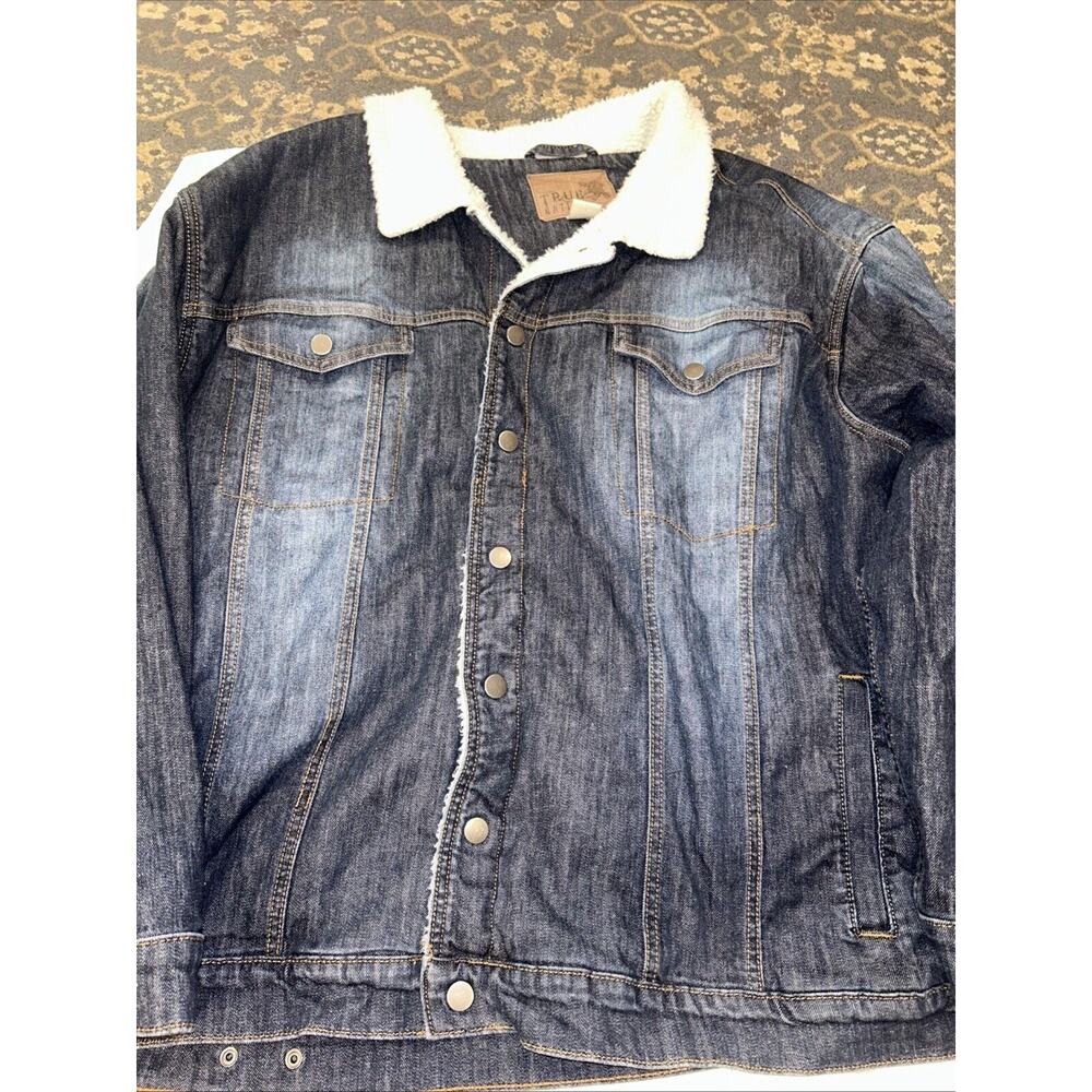 True Nation Denim Sherpa Lined Button Front Trucker Jean Jacket Mens 3XL EUC